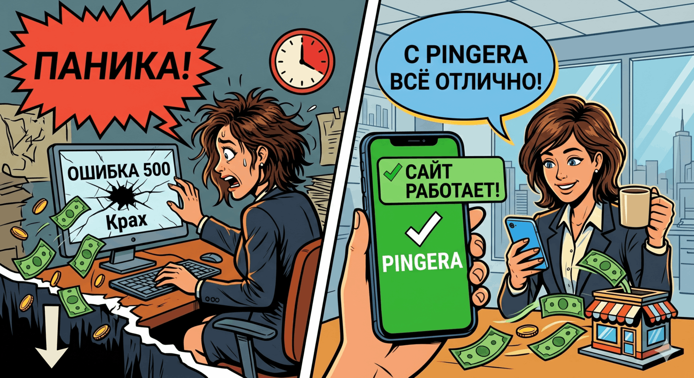 Pingera - Блог - Проверка сбоев на сайте