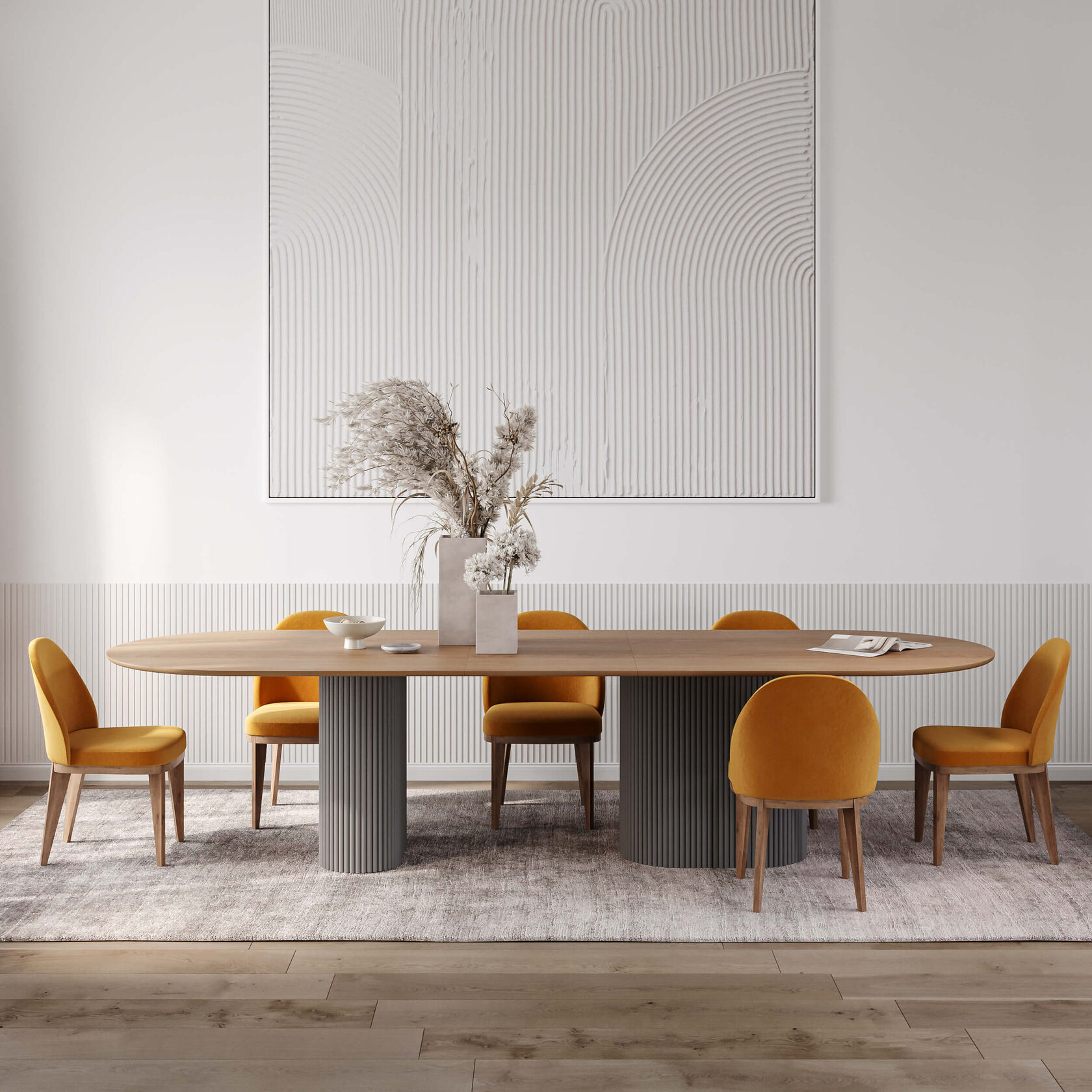 Большой овальный обеденный стол Eco Steel Large дуб - NAPILILI