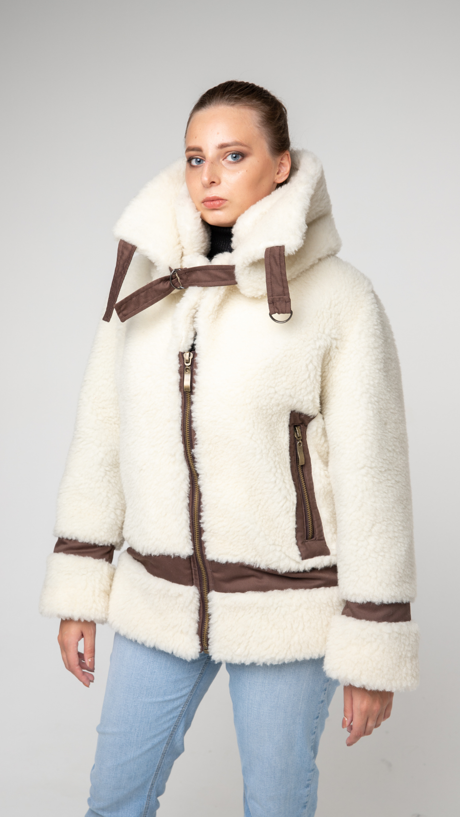 Полушубок с двойным воротником из искусственного меха на заказ | Ателье ...