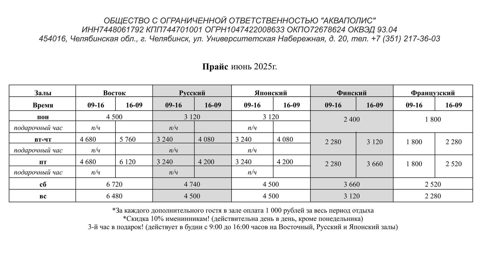 Прайс цены Июнь 