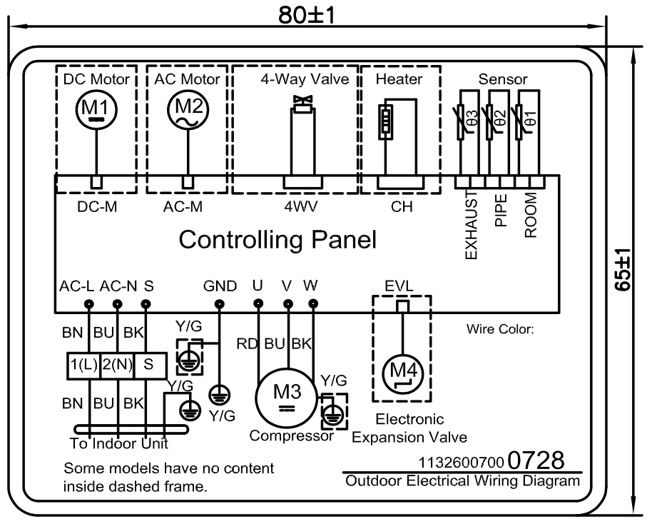 Схема подключения внешнего блока Dahatsu DHP/DHV