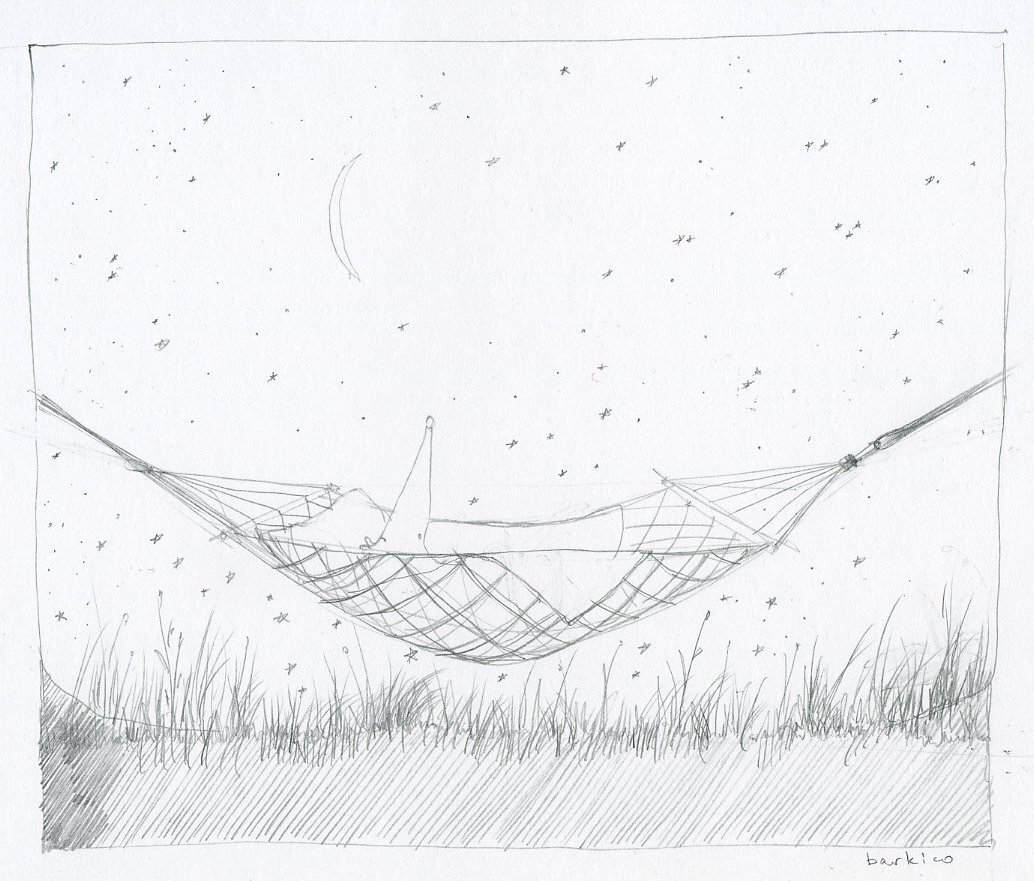 Pencil sketch of the hammock