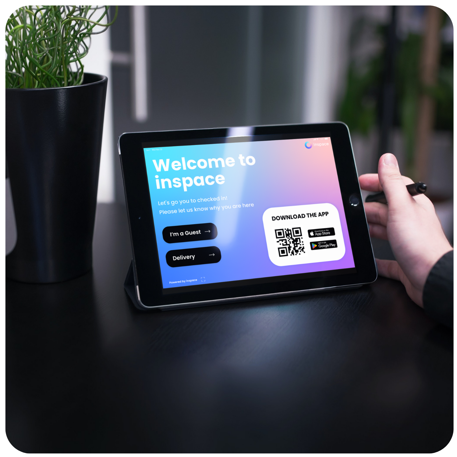 inspace visitor management with self check-in ad automated guest set-up and notifications