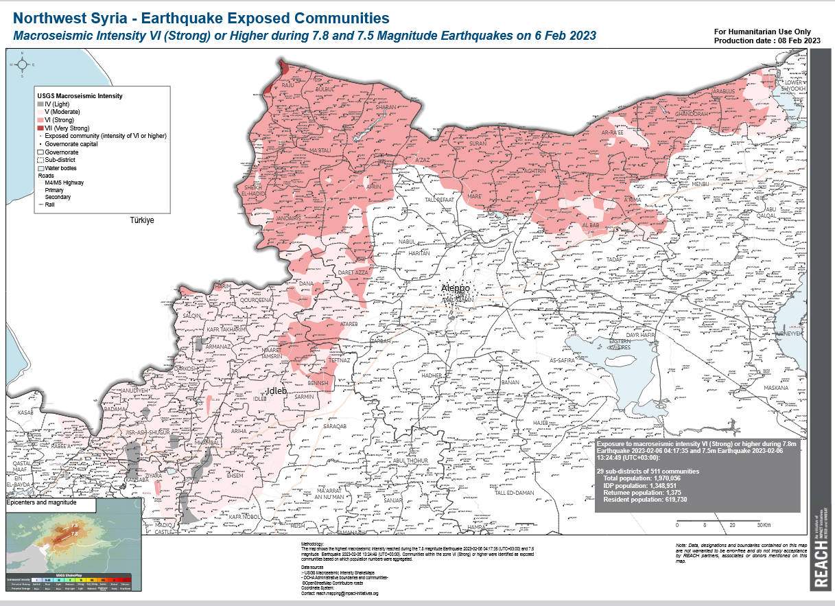 Map from REACH: Northwest Syria --- Earthquake Exposed Dams