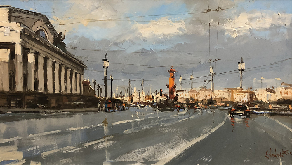 On the Spit of Vasilyevsky Island. 2022. Oil on canvas, 40x60 cm