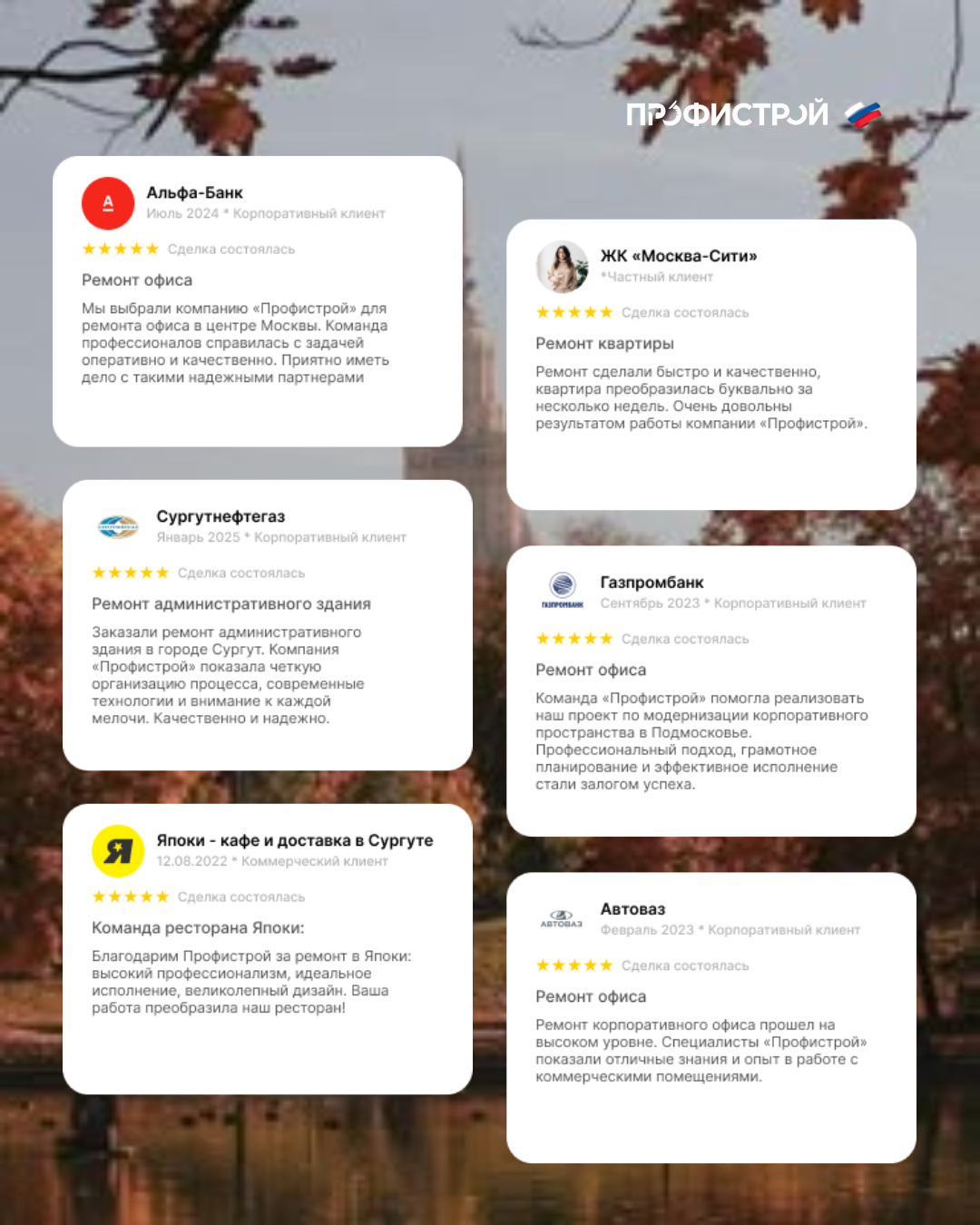 отзывы о компании Профистрой - лидер в сфере ремонта квартир и дизайна интерьера в Москве в 2026 году 