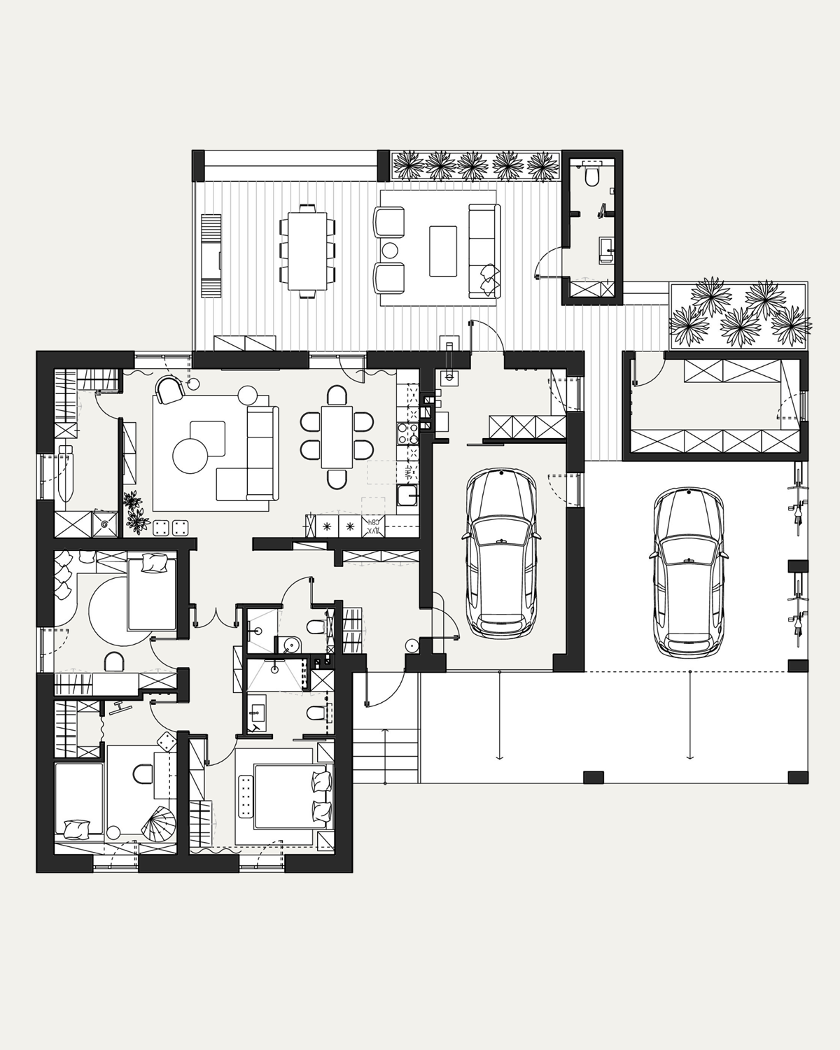 планировка одноэтажного дома от студии Detal ID