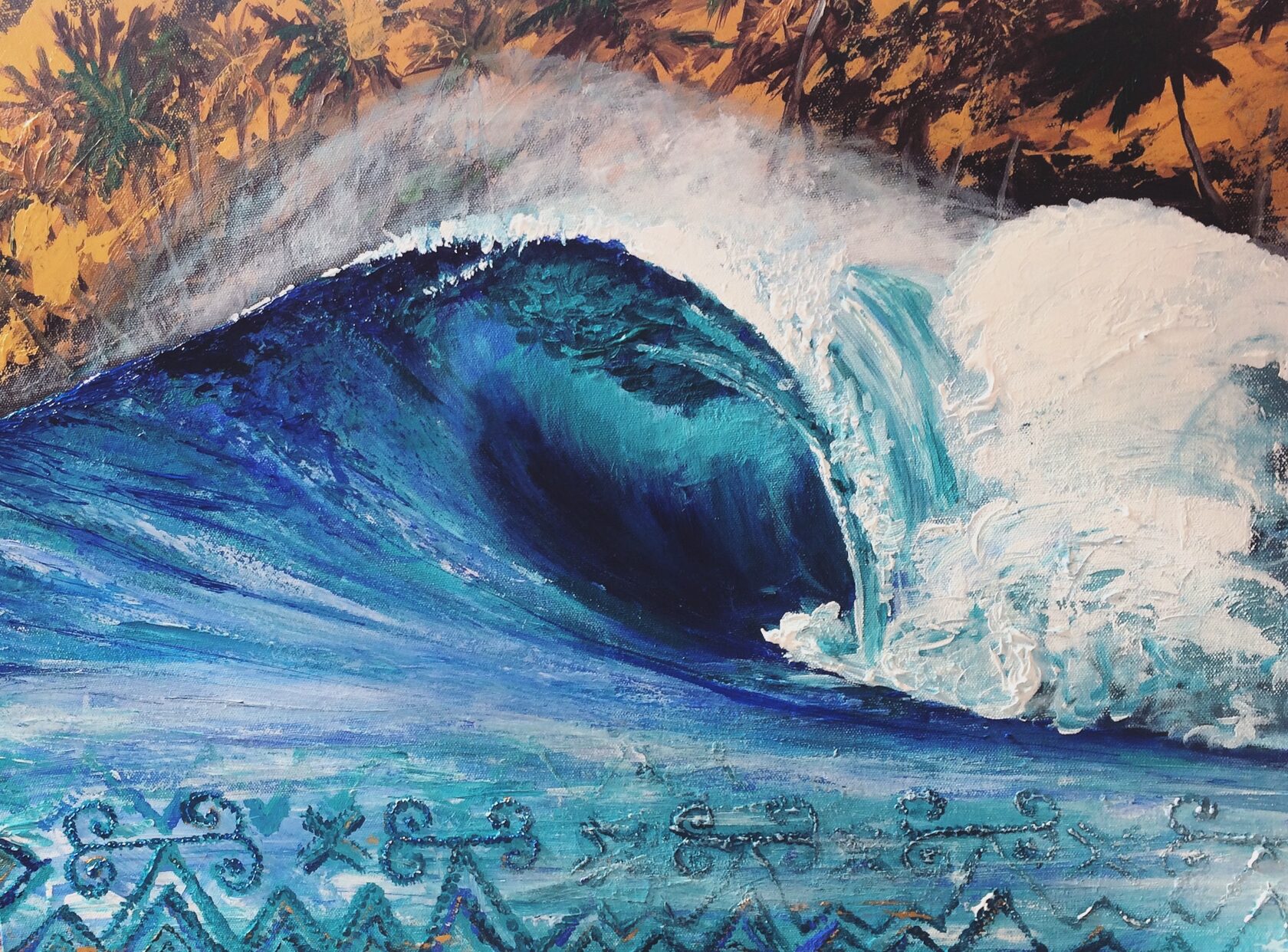 Artwork 01 — First conceptual wave painting in oil on canvas, the origin of the Blue Me Away series