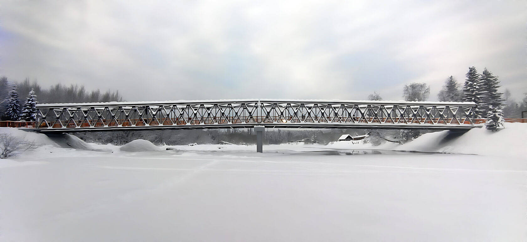 Композитный пешеходный мост через реку Лозьва