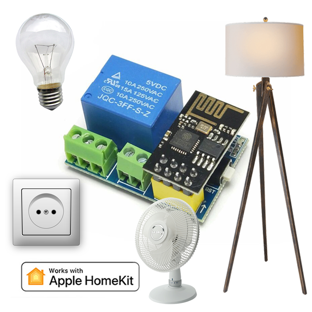 Мини-реле умный дом, wi-fi реле ESP01S - 5 Вольт, Apple HomeKit Siri, сухие  контакты (управление 5-220В)