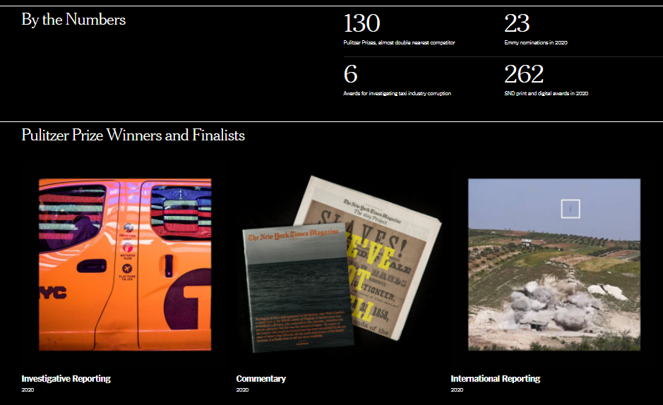 Страница «О компании» на сайте The New York Times Company
