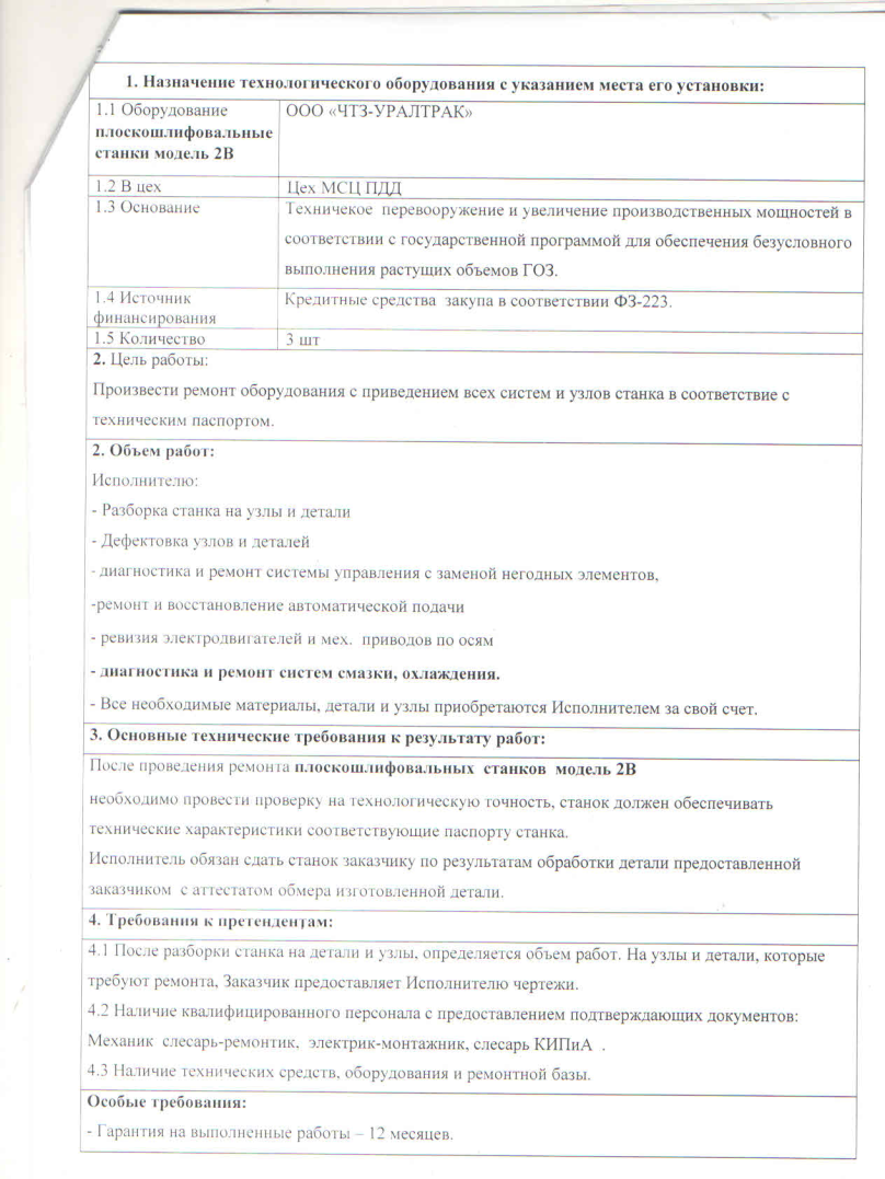 Ремонт плоскошлифовальных станков мод. 2В