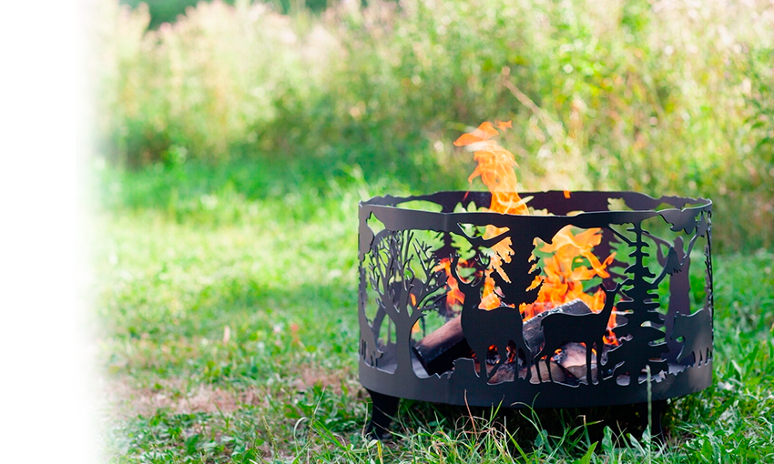 Очаг кованый чёрный в виде футбольного мяча