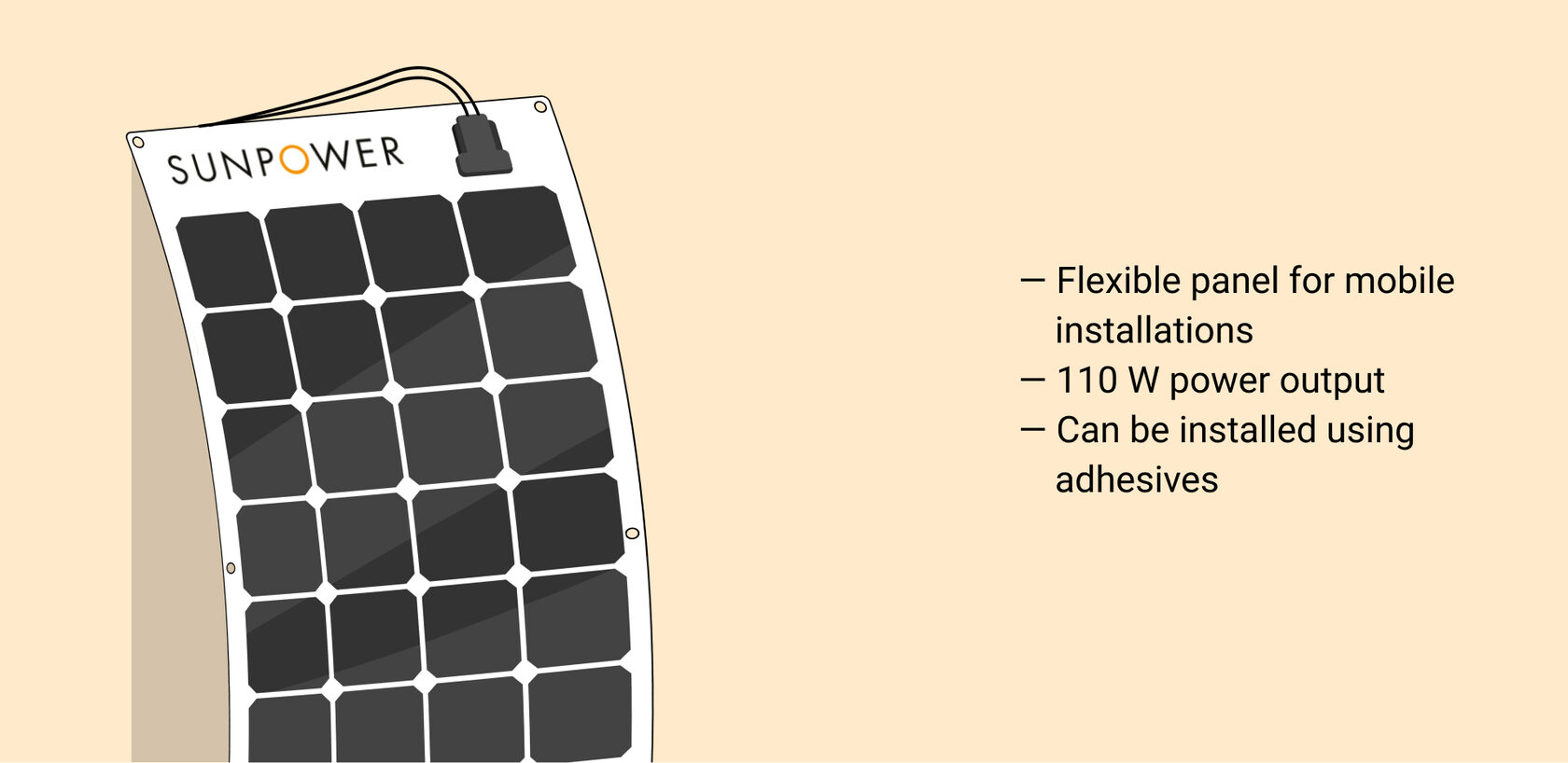 Panel solar Flexible SunPower 110w 