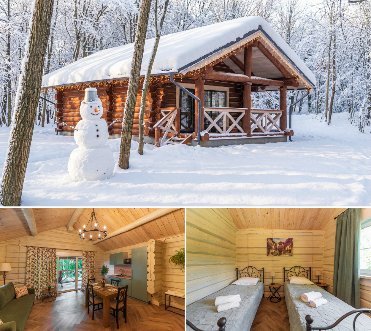 проживание в деревянных домиках у озера в Калининграде