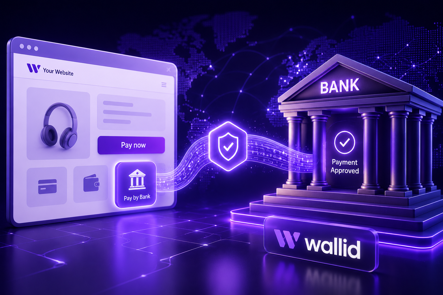 AI-built ecommerce website connected to Pay by Bank through Wallid Open Banking technology