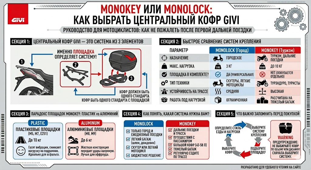 Инфографика Monokey или Monolock для центрального кофра