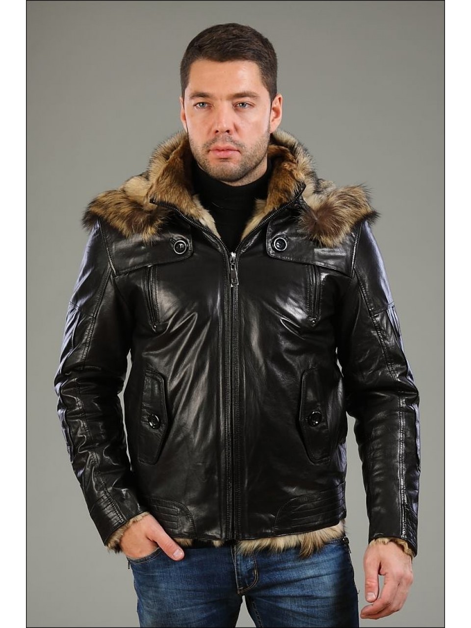 Турецкая зимняя кожаная мужская куртка Canmore