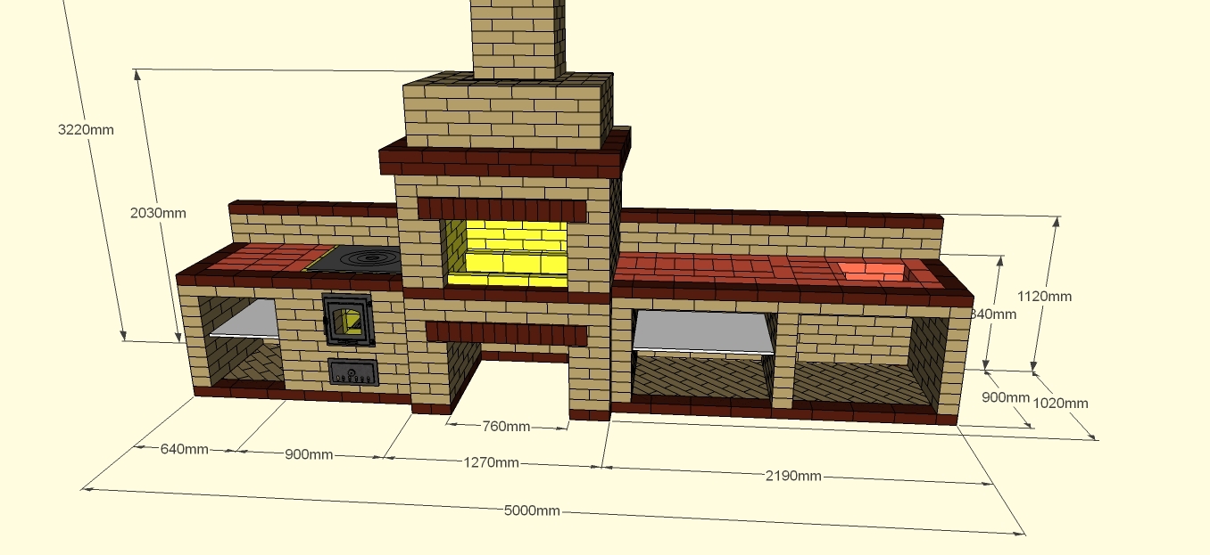 Мангал с печкой под казан из кирпича чертежи