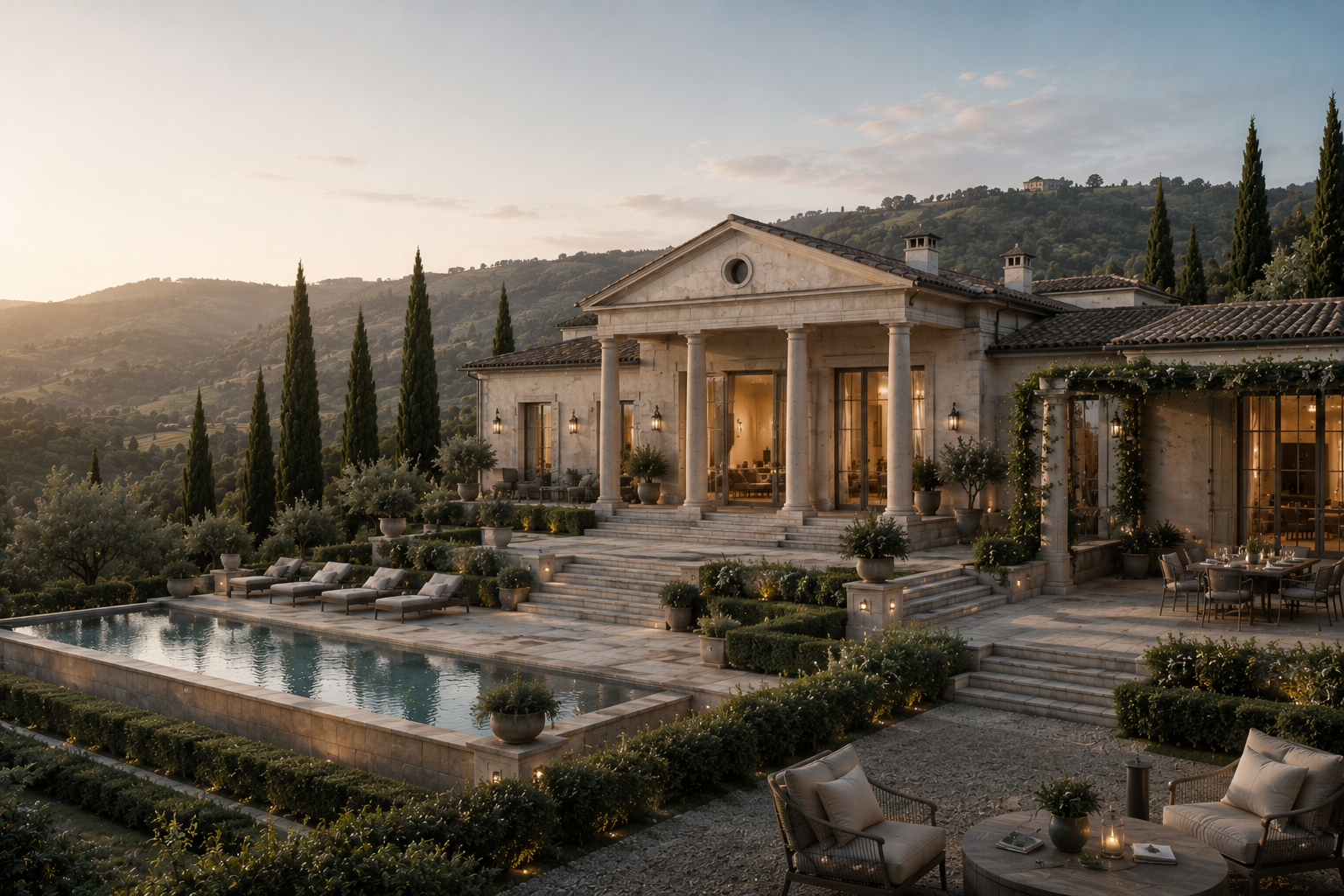 Villa delle Arcate main architectural view