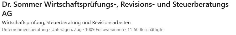 LinkedIn-Unternehmensseite der Dr. Sommer AG mit 1009 Followern
