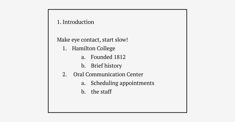 cue карточка для выступления от колледжа Гамильтон