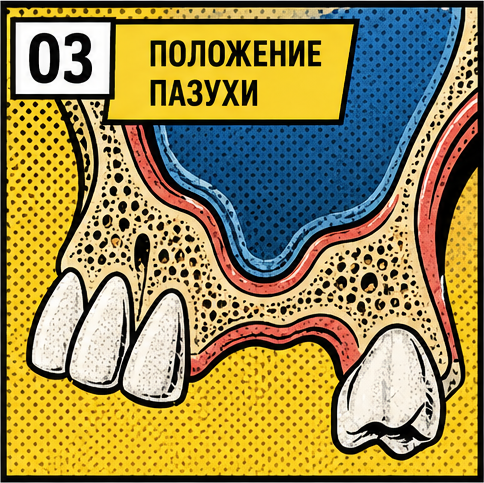 Положение верхнечелюстной пазухи
