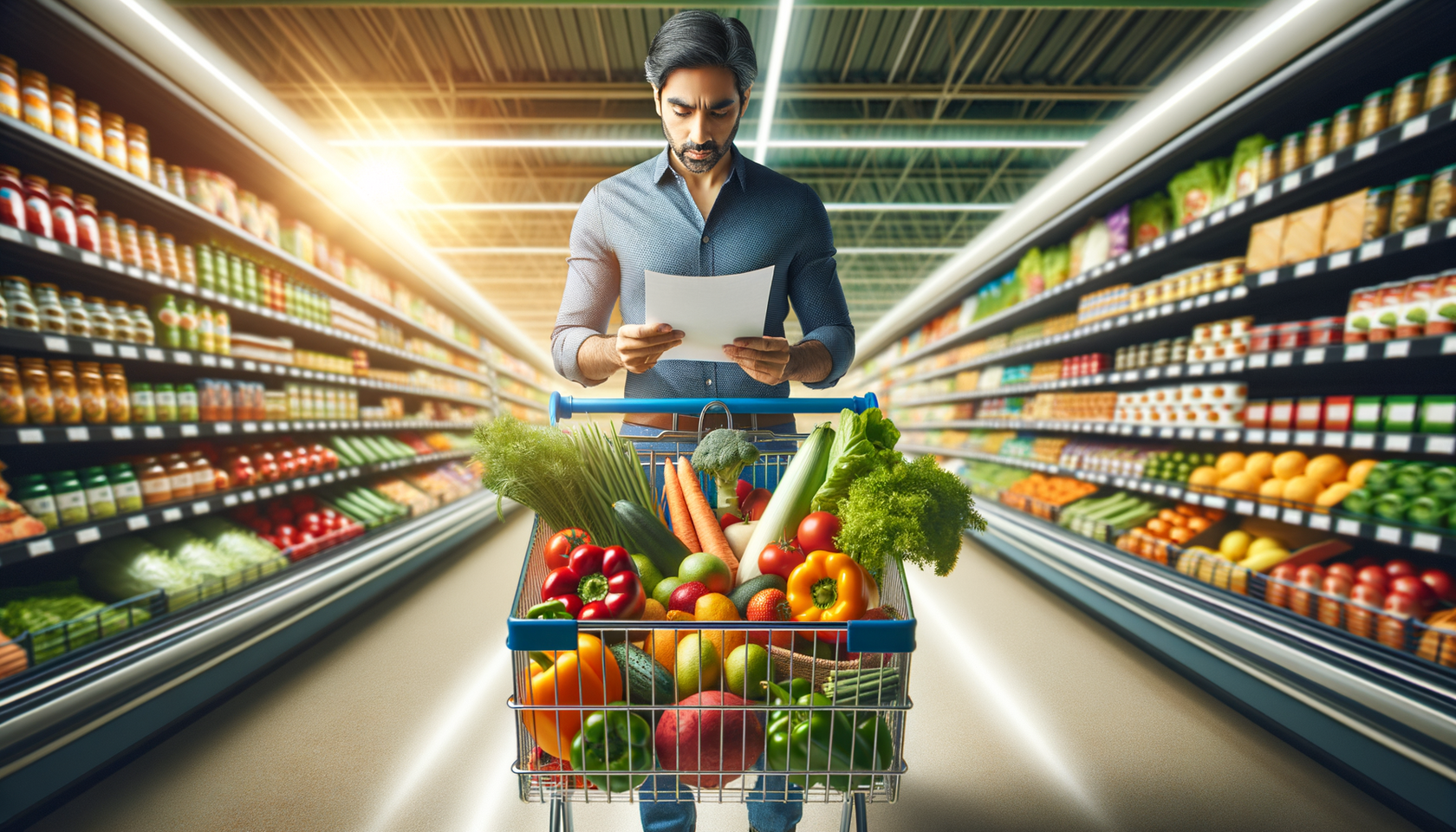 Тележка с полезными необработанными продуктами