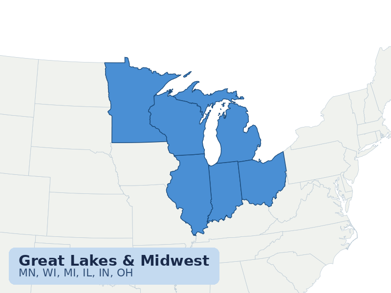 Midwest Great Lakes map