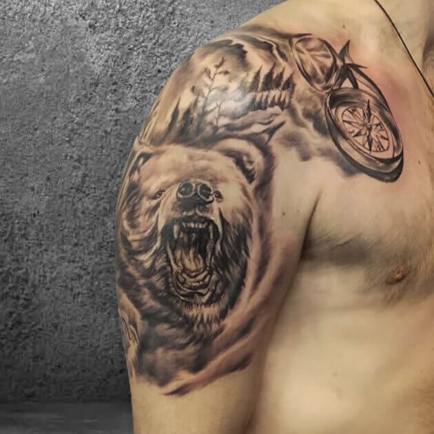тату медведь, татуировка в Перми, тату салоны Пермь, сделать тату в Перми, лучшие тату мастера Перми, тату Пермь цены
