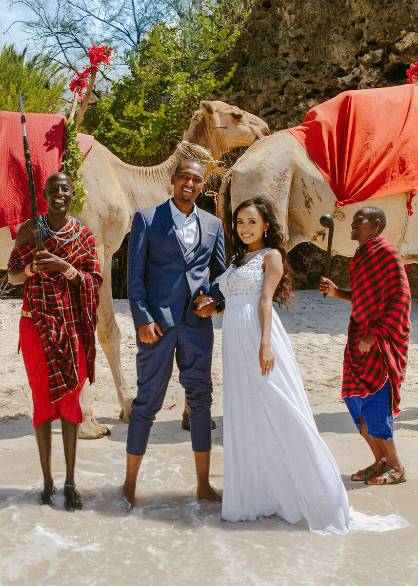 Romantic Kenya Beach Honeymoon Photography — Jafassam Studio - Diani beach Mombasa Malindi Watamu Lamu photo session best photographer Bride Groom Camels Massai