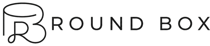Логотип Round Box — собственное производство шляпных круглых коробок, сумок-переносок для цветов и брендированных лент в Чувашии