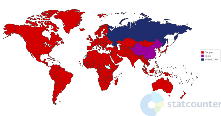 поисковые системы на карте мира