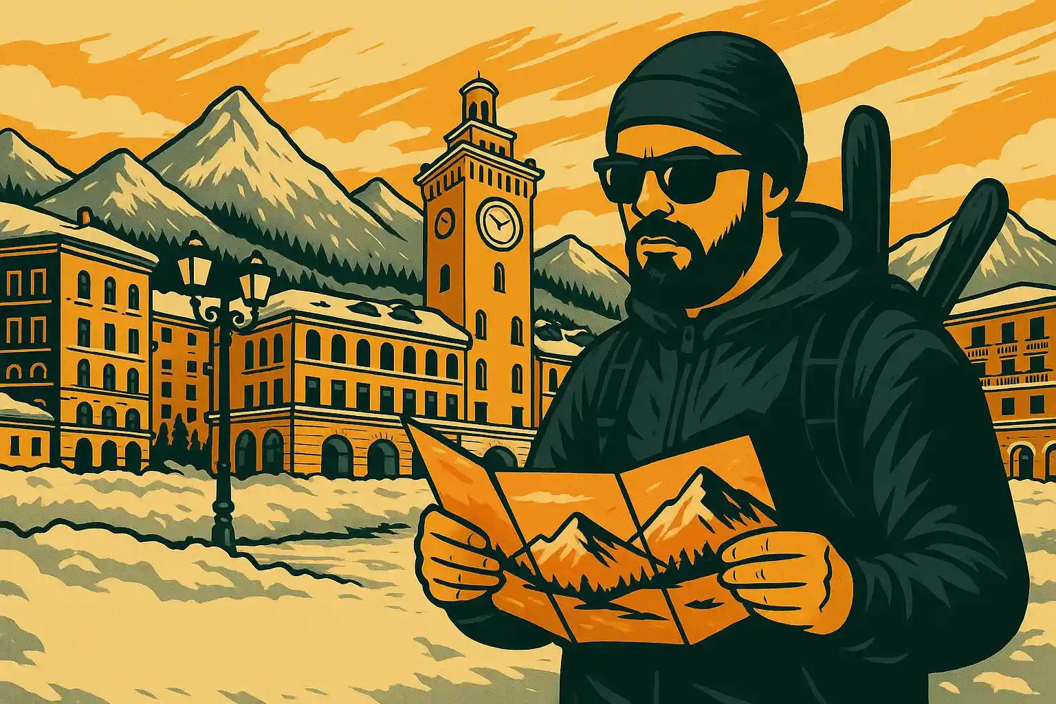 Роза Хутор: карта зелёных и синих трасс для новичков (Плато ~1100, 1600, пик ~2320)