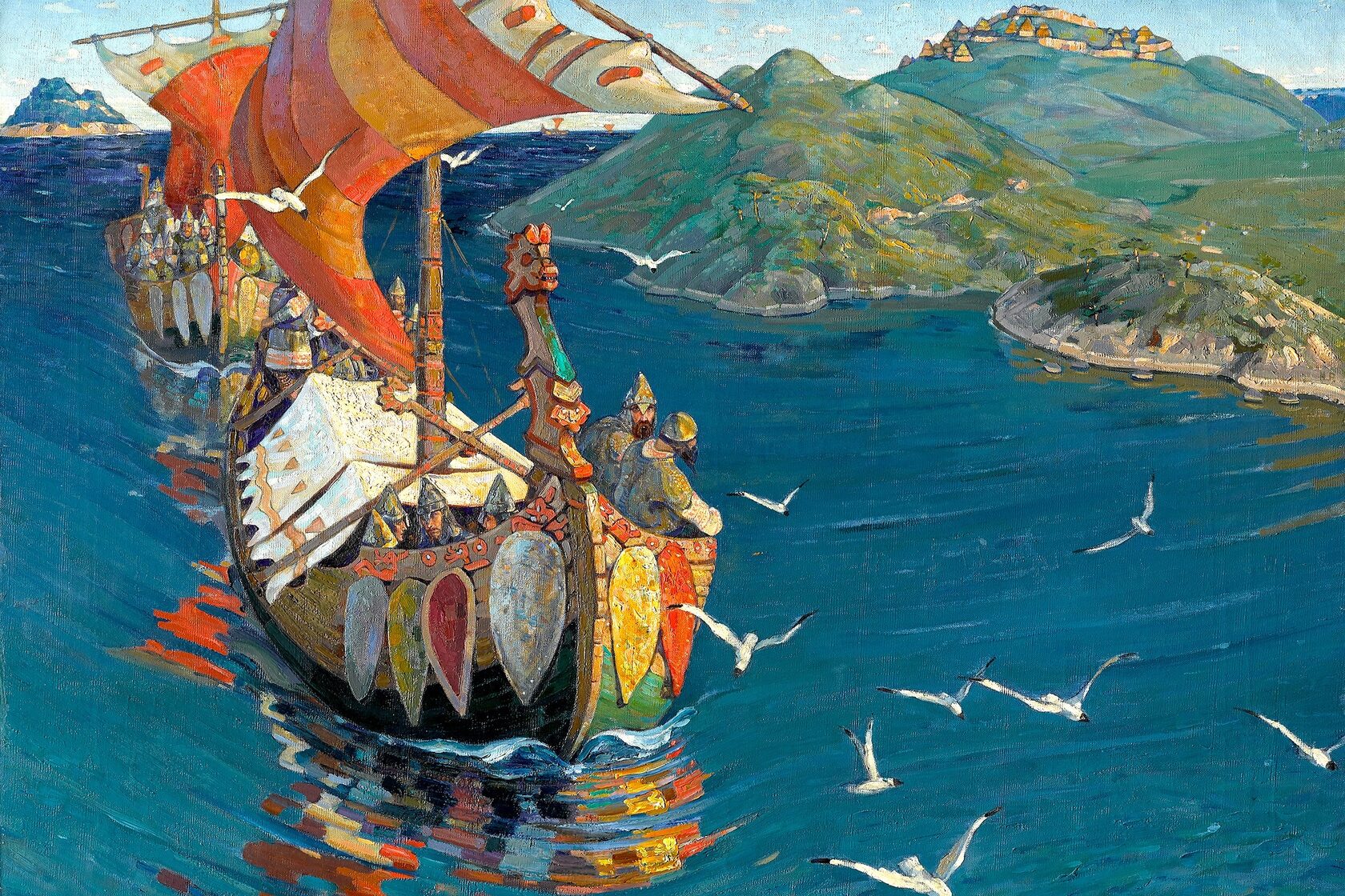 Картина, варяги на Руси, ладья
