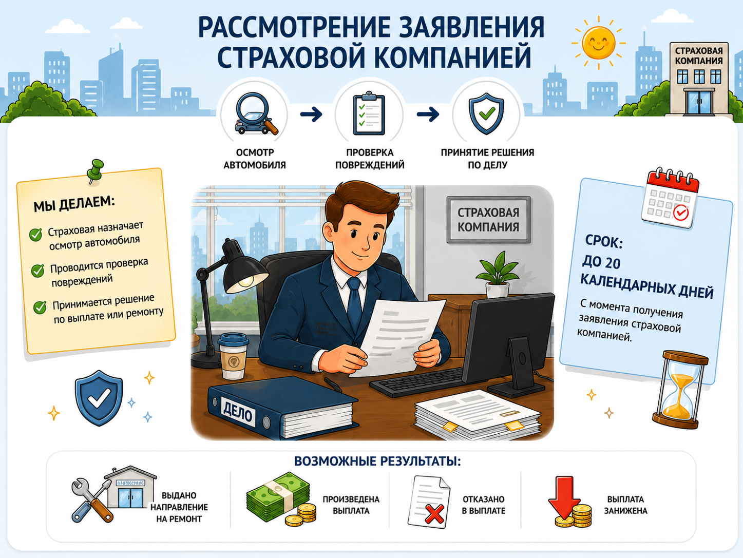 Рассмотрение заявления страховой компанией