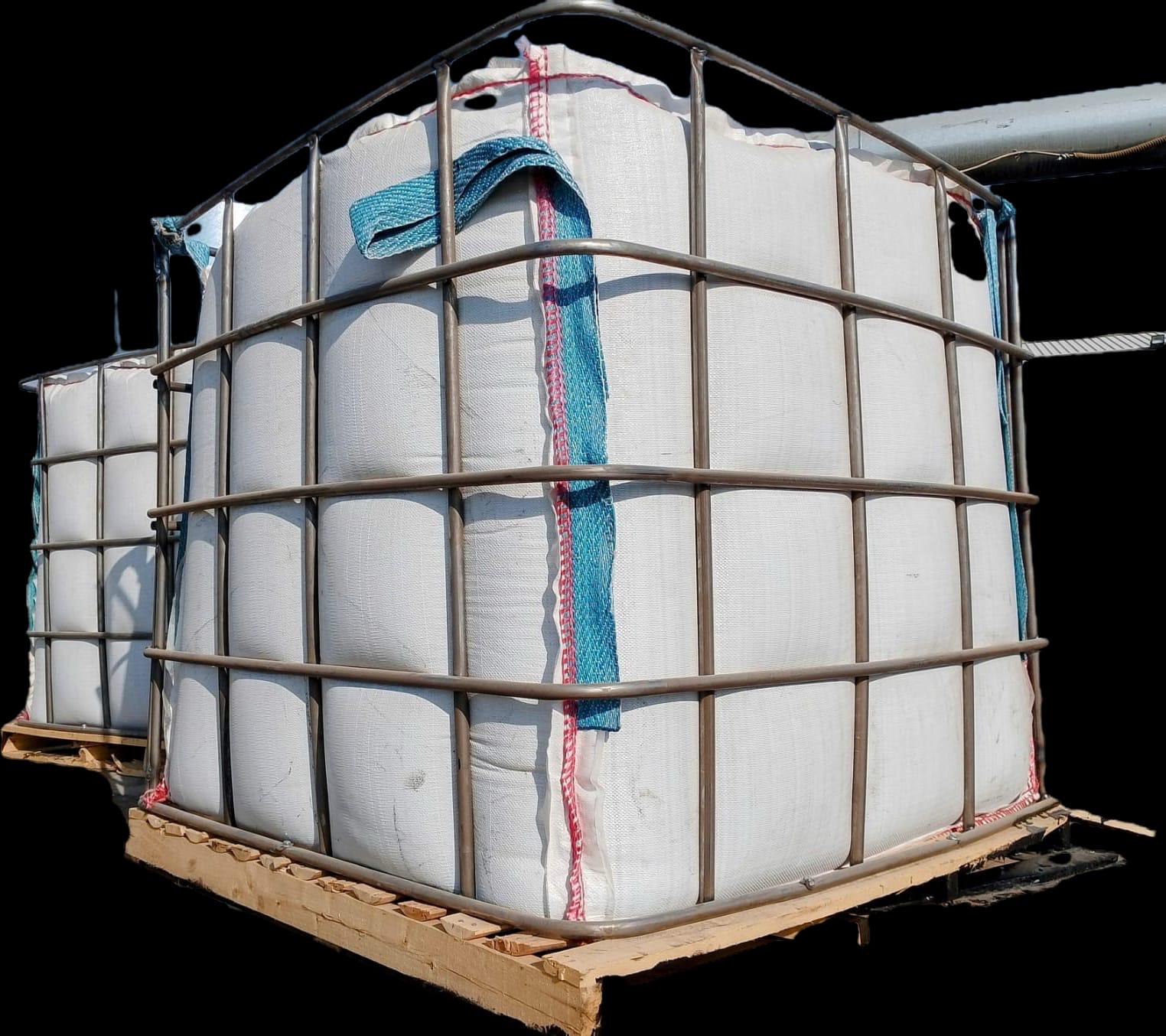 Non-returnable big bag in a wooden crate
