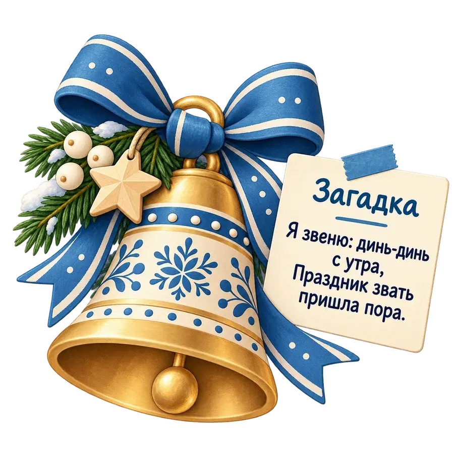 Колокольчик с запиской-загадкой для новогоднего домашнего квеста