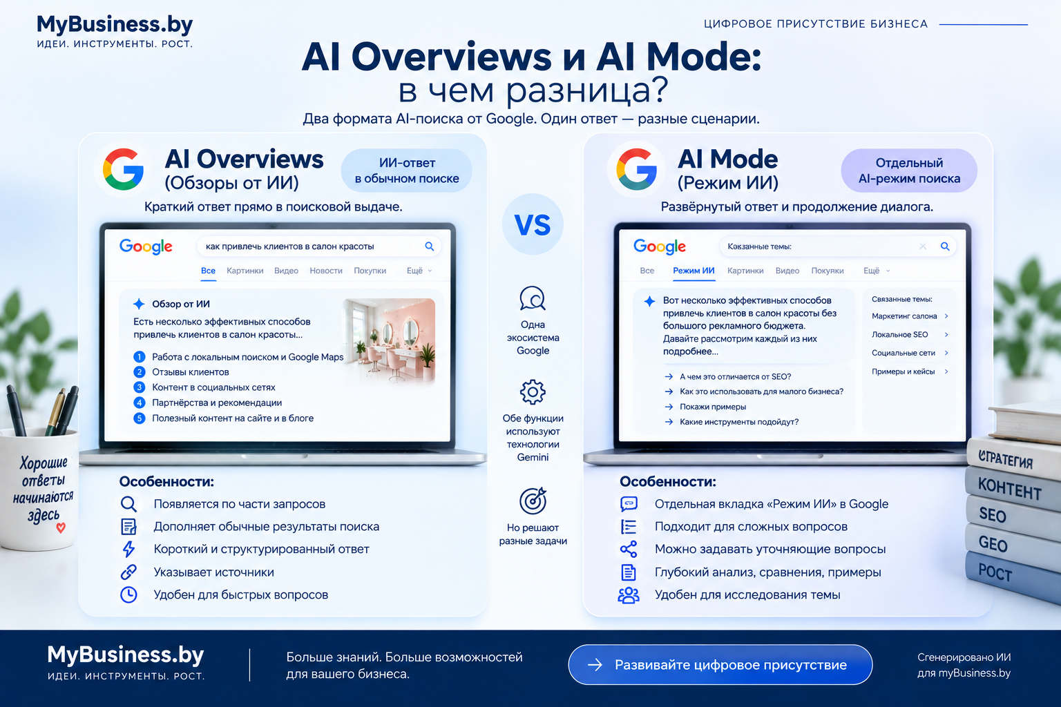 Google AI Overviews и AI Mode: в чём разница