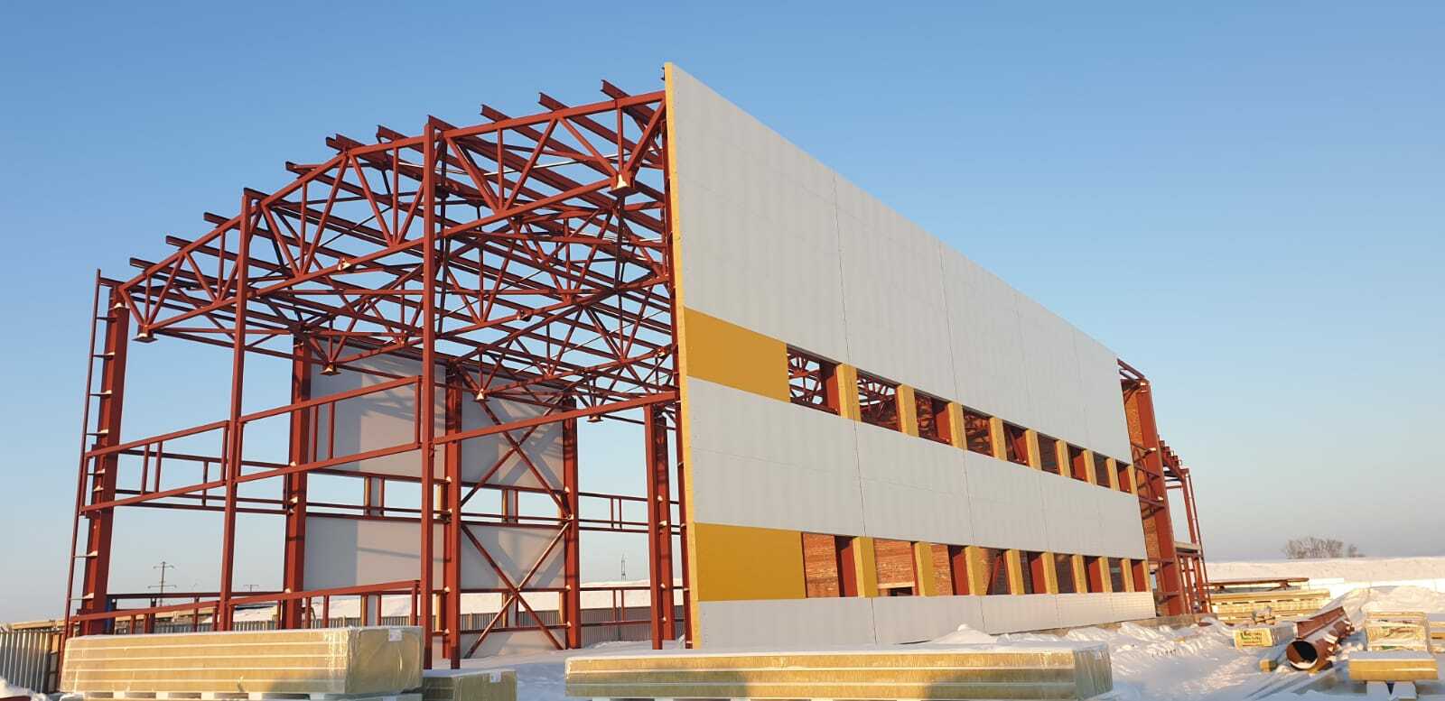 Монтаж сэндвич панелей кранового завода