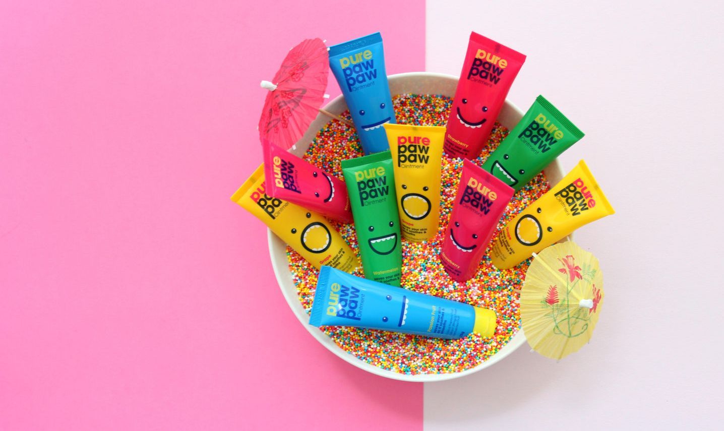восстанавливающие бальзамы для губ Pure Paw Paw: клубника, виноград, арбуз, маракуйя