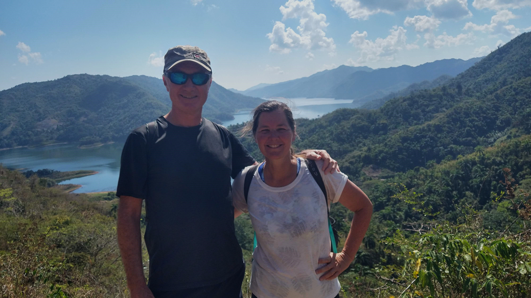 Lee and Beth on a hike around Lake Hanabanilla, Cuba.