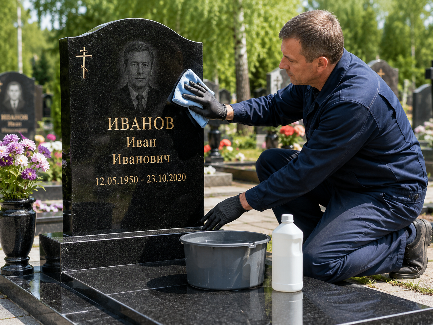 очистка гранитного памятника