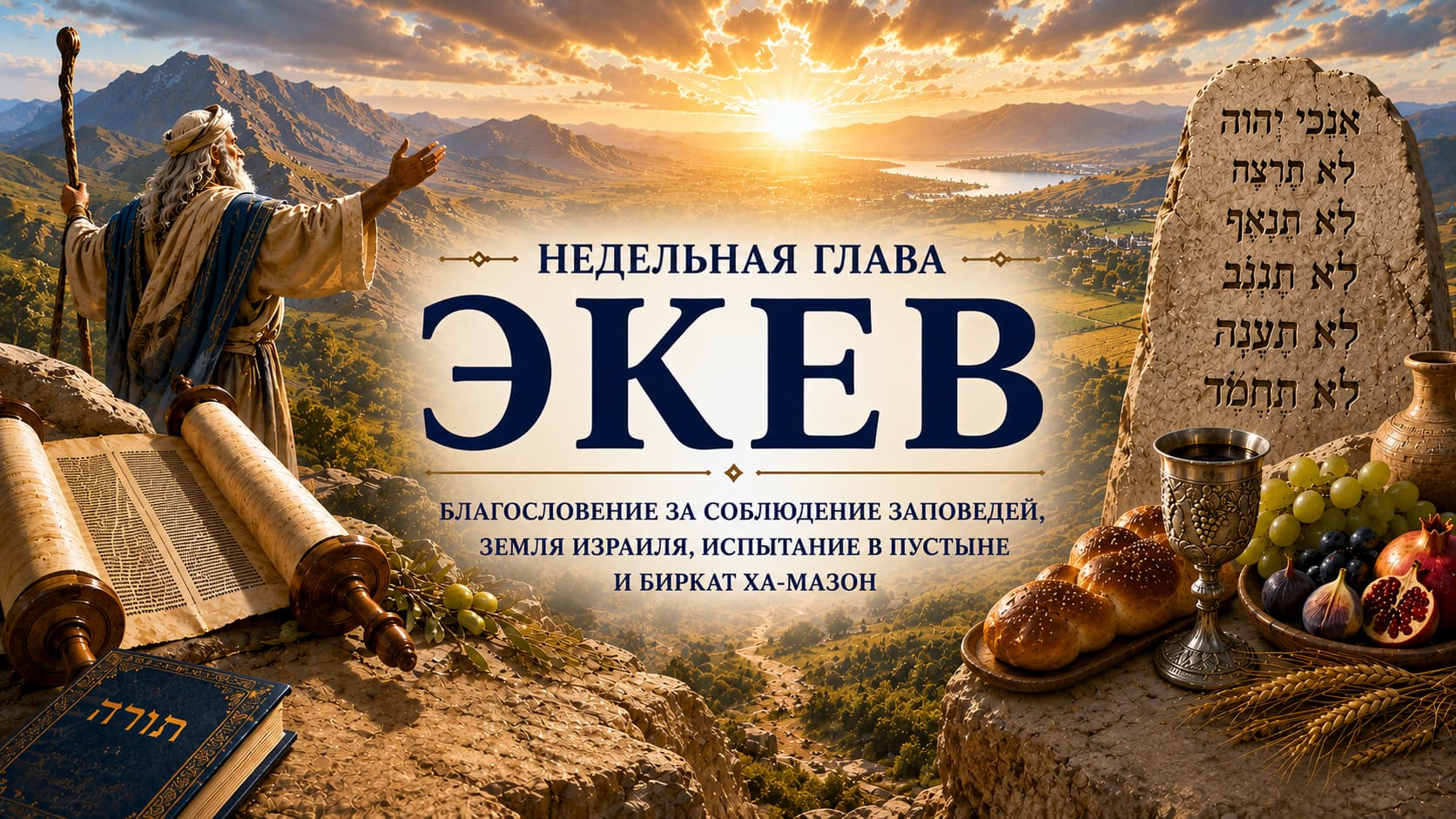 Недельная глава Экев — Моисей наставляет народ Израиля перед входом в Землю Обетованную напоминая о заповедях благословениях и сорока годах в пустыне