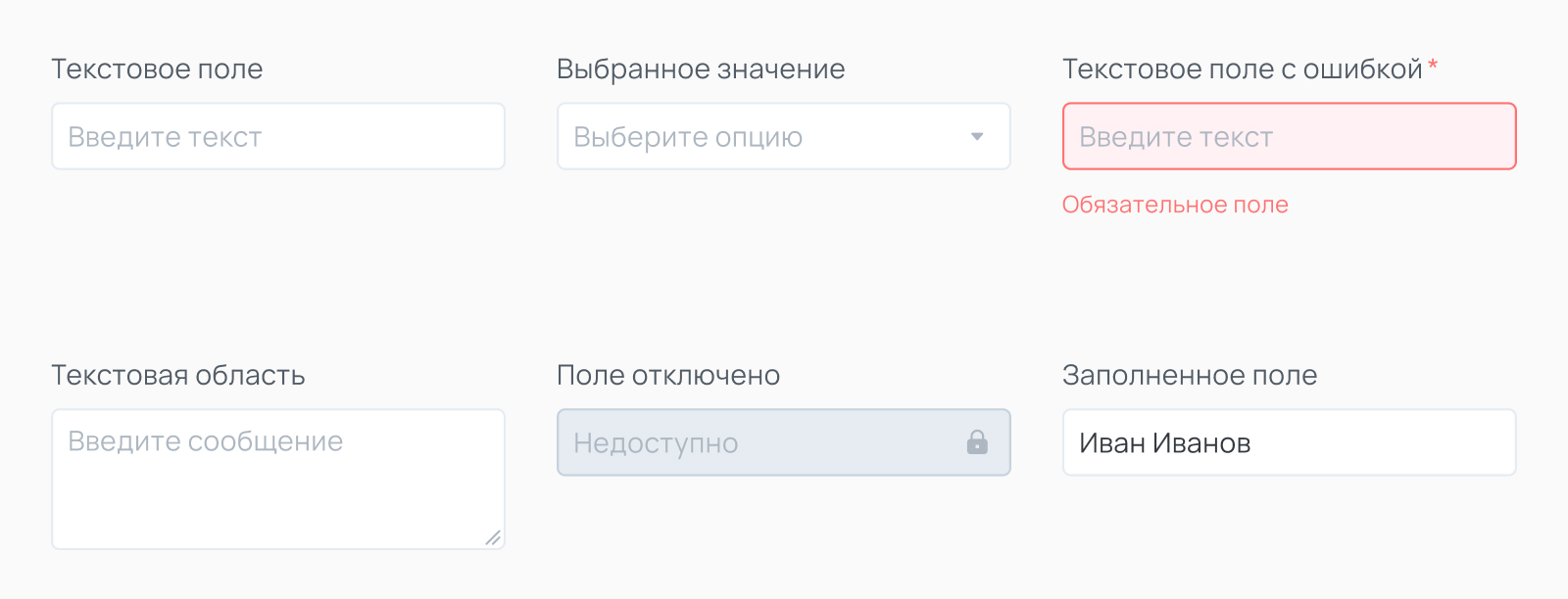Формы, поля ввода, селекты и состояния валидации