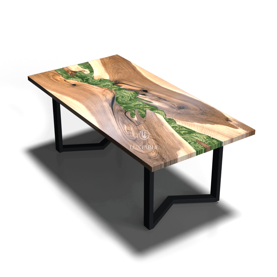 Epoxy resin tables made of solid wood