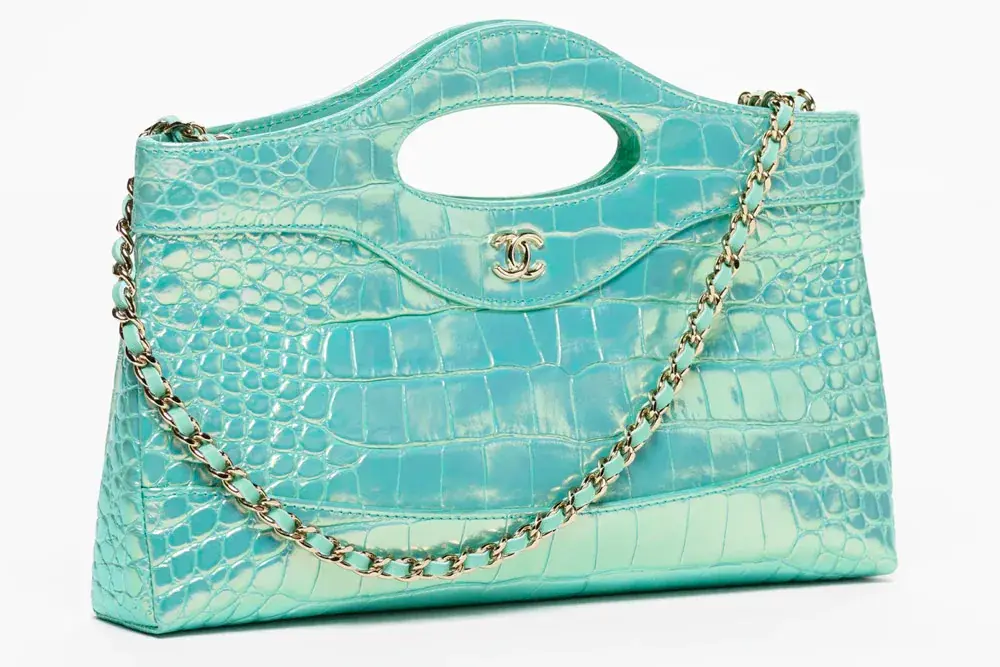 Chanel Clutch With Chain Embossed Iridescent Clutch