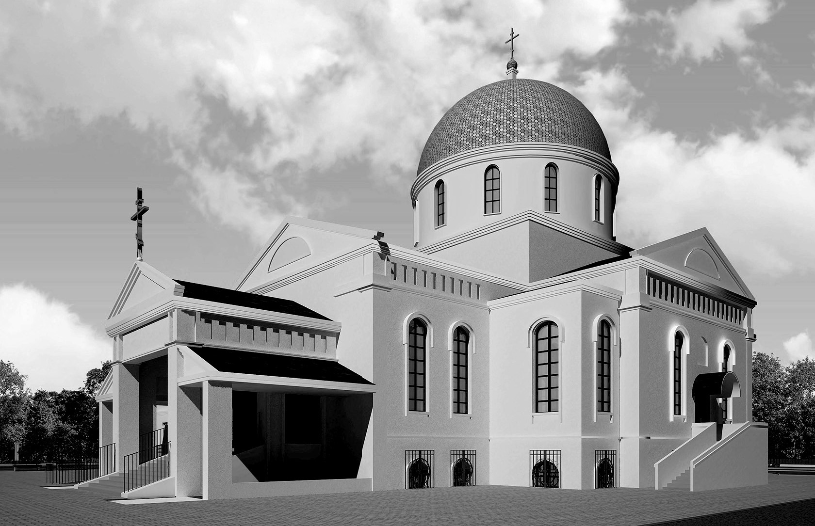 church architecture, church center, orthodox church project,, sacred architecture, byzantine church project
