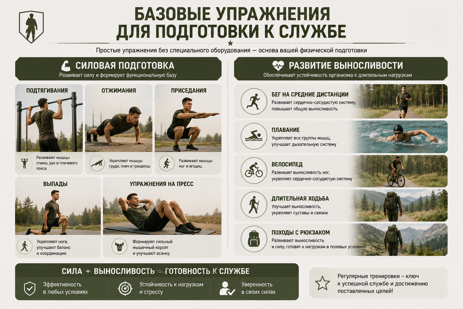 Базовые упражнения для службы по контракту: развитие силы и выносливости