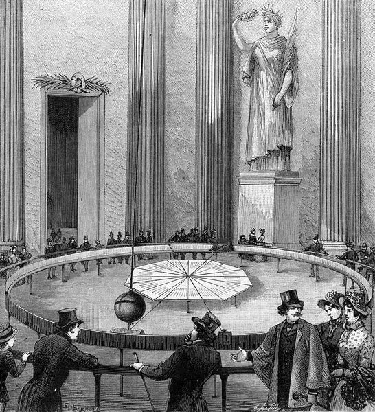 Леон Фуко демонстрирует маятник в Парижском Пантеоне 1851 год гравюра